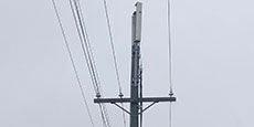 Equipment on a pole top wireless attachment.