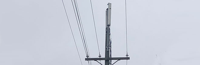 Equipment on a pole top wireless attachment.