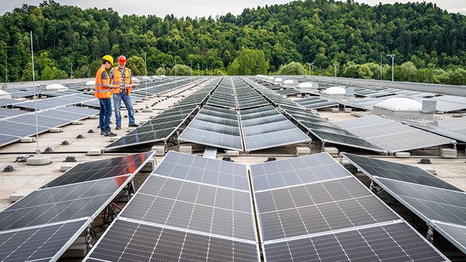 Engineers Working on Solar Panel Maintenance