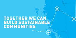 Together we can build sustainable communities map illustration