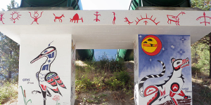 First Nations artwork beautifying Bridge River generation facility.