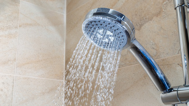 Showerhead running water