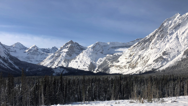 Snow-covered mountains in Elk Valley, B.C. Snow-covered mountains in Elk Valley, B.C.